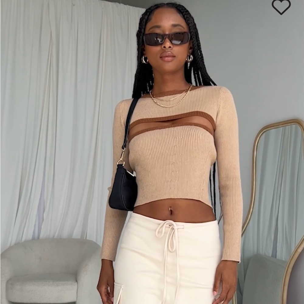 Princess Polly two piece knit top beige small / medium